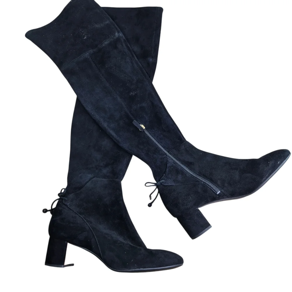 Tory Burch Laila Black Suede Otk Over The Knee Boots